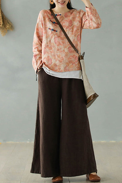 Women Causal Palalzzo Linen Pants 2868