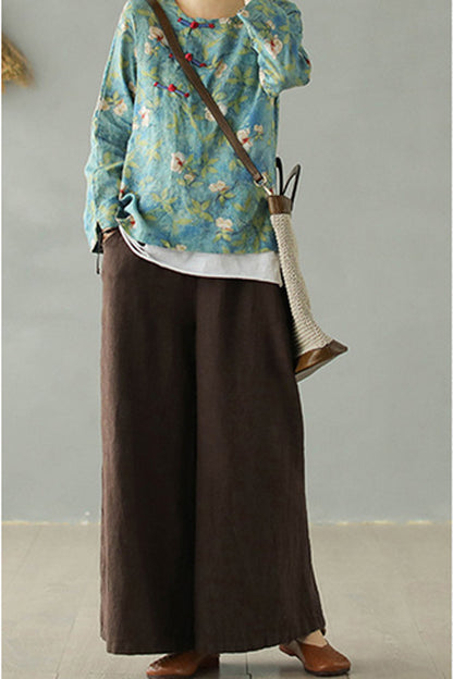 Women Causal Palalzzo Linen Pants 2868