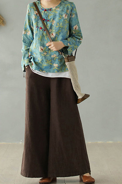 Women Causal Palalzzo Linen Pants 2868