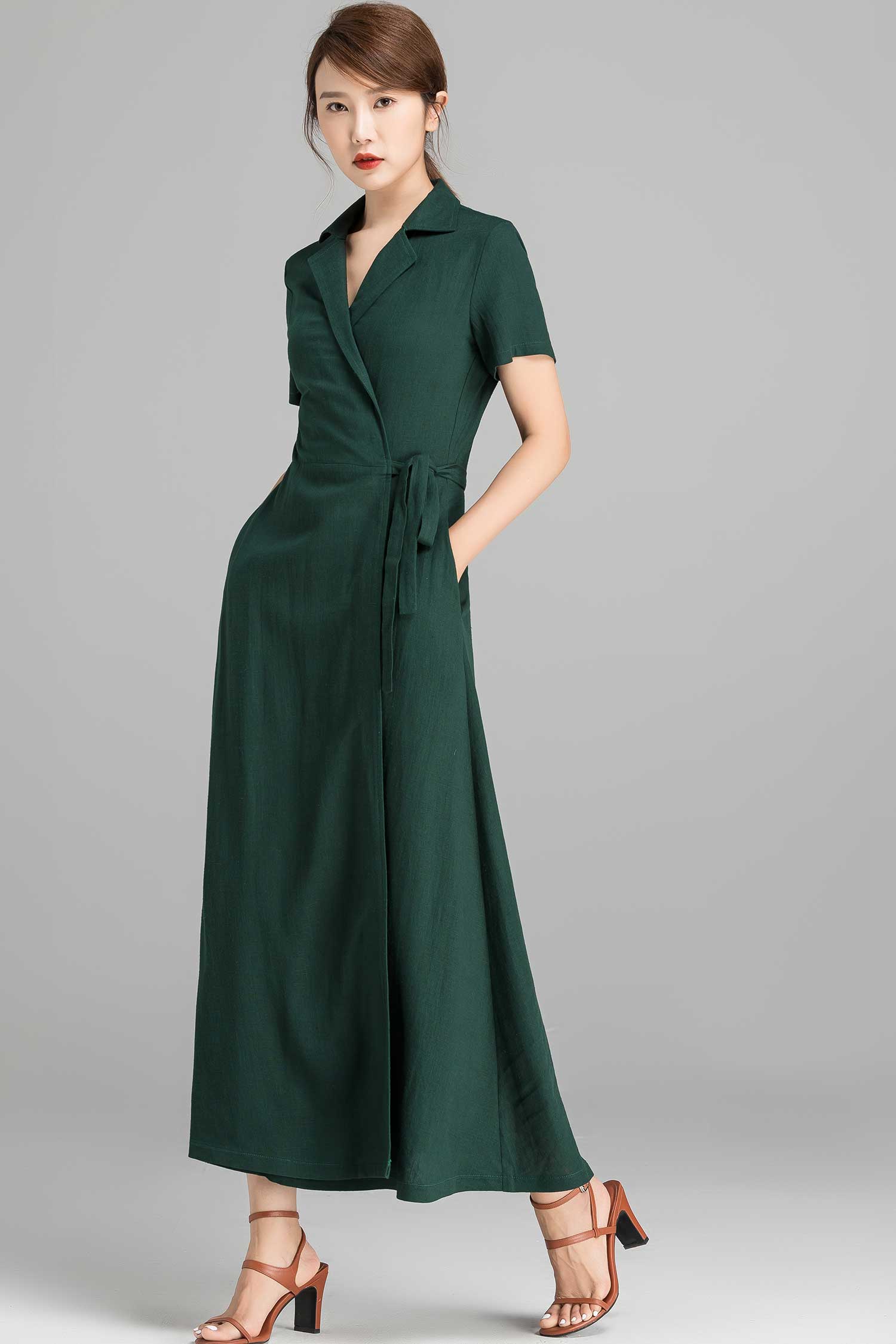 Summer Green Wrap Maxi dress 236301 Xiaolizi Summer Green Wrap Maxi dress 236301 Xiaolizi