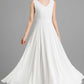 maxi white party dress with V neck line for women 2366#