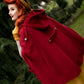 Women's Red Wool Hooded Cape Coat 2499