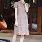 Summer Women Vintage Inspired Solid Color Linen Dress 3680