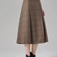 Vintage wool mid-calf  plaid A-line skirt for autumn J101