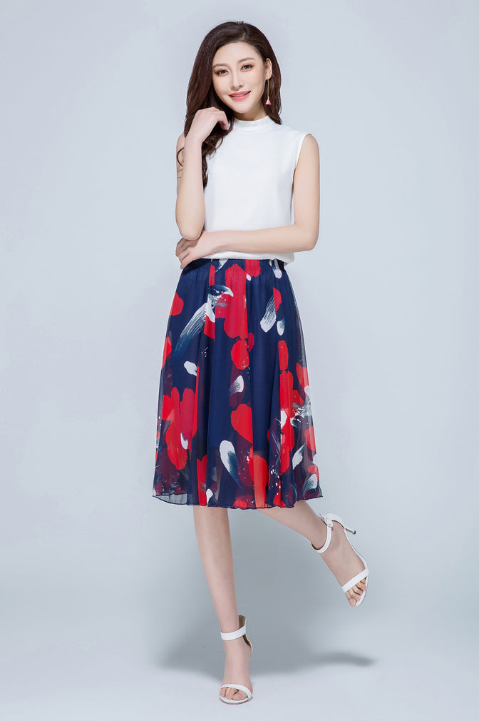 Floral Knee Length Skirt for Women 291501