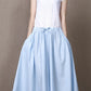 New Cotton Linen Round Neck Summer Midi Dress 3688