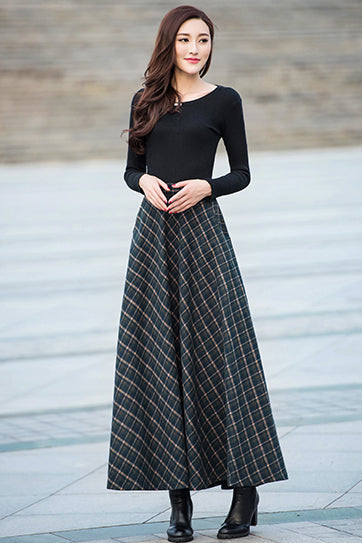 Plus Size A-Line Wool Skirt 3917