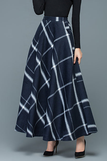 Autumn Winter Plaid Wool Skirt 3915