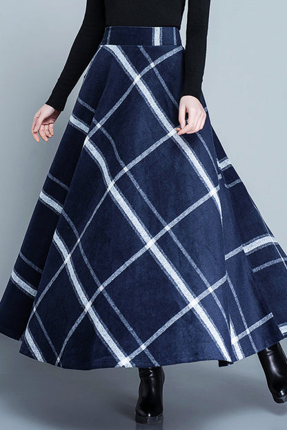 Autumn Winter Plaid Wool Skirt 3915