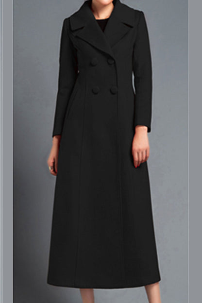 Handmade Red Wool Coat – Vintage Double Breasted Long Winter Overcoat | Xiaolizi 3145