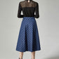 high waisted blue wool skirt for women J115