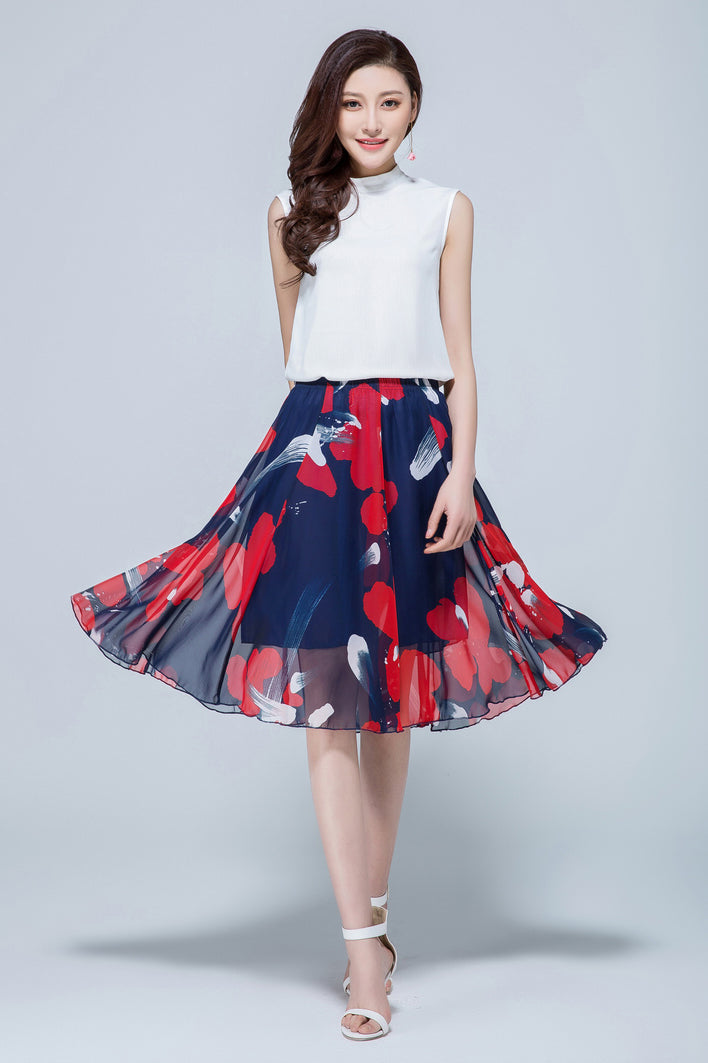 Floral Knee Length Skirt for Women 291501