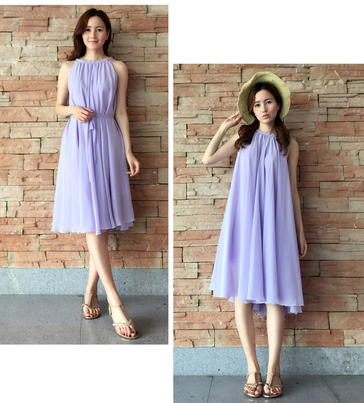 Summer Sleeveless Swing Chiffon Beach Dress 291401