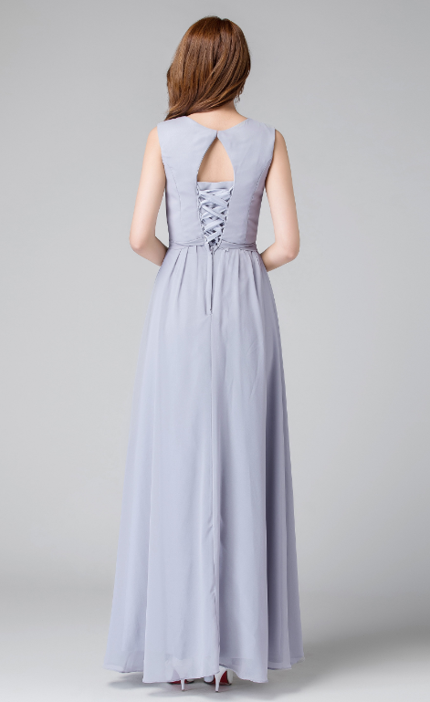 gray chiffon dress, sleeveless dress, pleated dress, fit and flare dre –  XiaoLizi