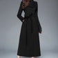 Black Long Warm Wool Coat 3987