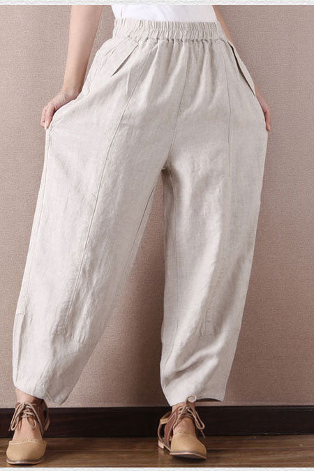 Casual linen baggy pants A021