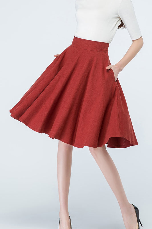 maxi linen skirt with elasit waist and self belt 2167# – XiaoLizi