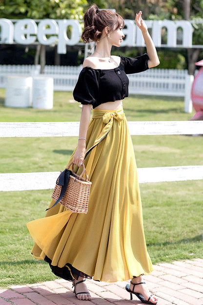 Summer  Chiffon Reversible Big Swing Dance Skirt 2939