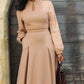 vintage inspired wool maxi dress with key hole neckline 2266#