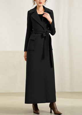 women's winter maxi wool coat with belt 2959