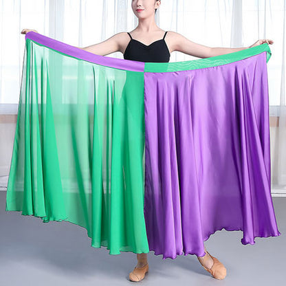 Green and Purple Chiffon Wrap Skirt - Reversible Big Swing 2932