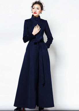 Brown Wool Long Coat - Handmade A-Line Silhouette with Belt 2956
