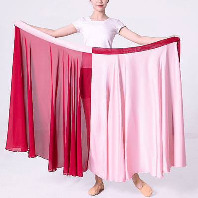 Red Chiffon Wrap Skirt - Reversible Big Swing Silhouette 2934