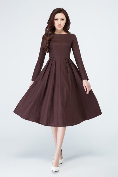 brown linen dress