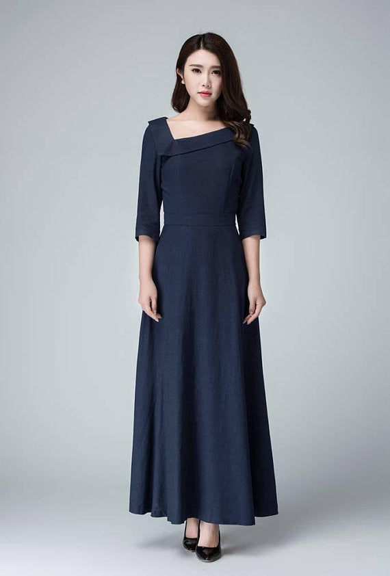 Blue one piece hot sale long dress