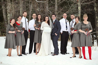 Black Bridesmaids Dress with Flower Embellishment on One Shoulder - Fitted Waist MM06#