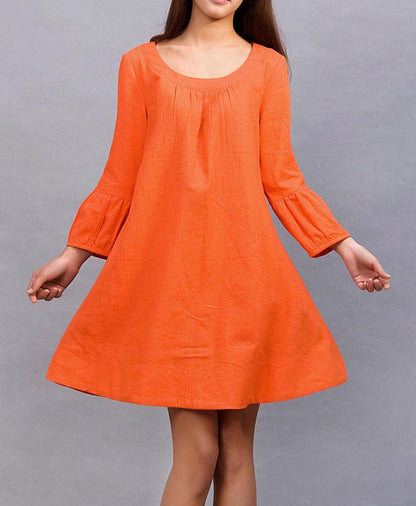 3/4 sleeve linen tunic dress  0010