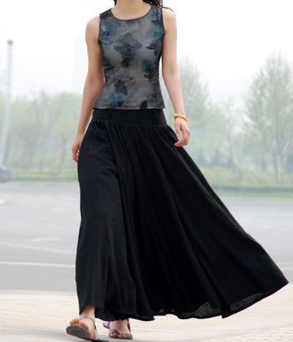 High waisted black on sale maxi skirt with pockets