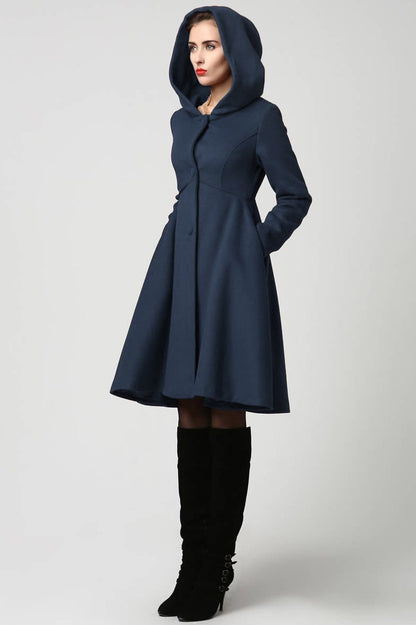 Handmade wool coat with seam detailing and full lining