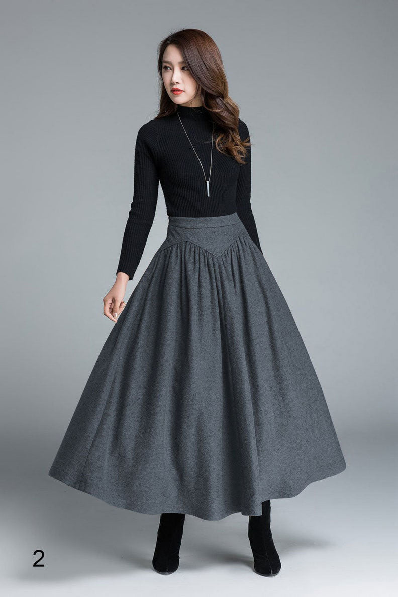 Brown Wool Maxi Skirt Vintage High Waist A-Line Winter Skirt 1642 Xiaolizi Brown Wool Maxi Skirt Vintage High Waist A-Line Winter Skirt 1642 Xiaolizi
