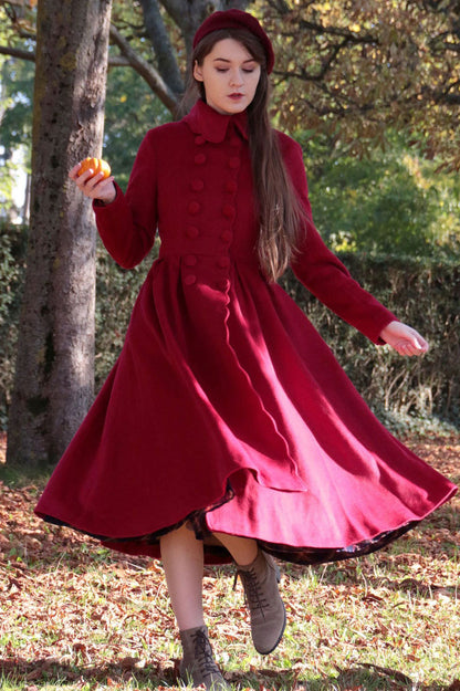 Handmade Navy Wool Coat – Vintage Princess Winter Maxi Overcoat 1971