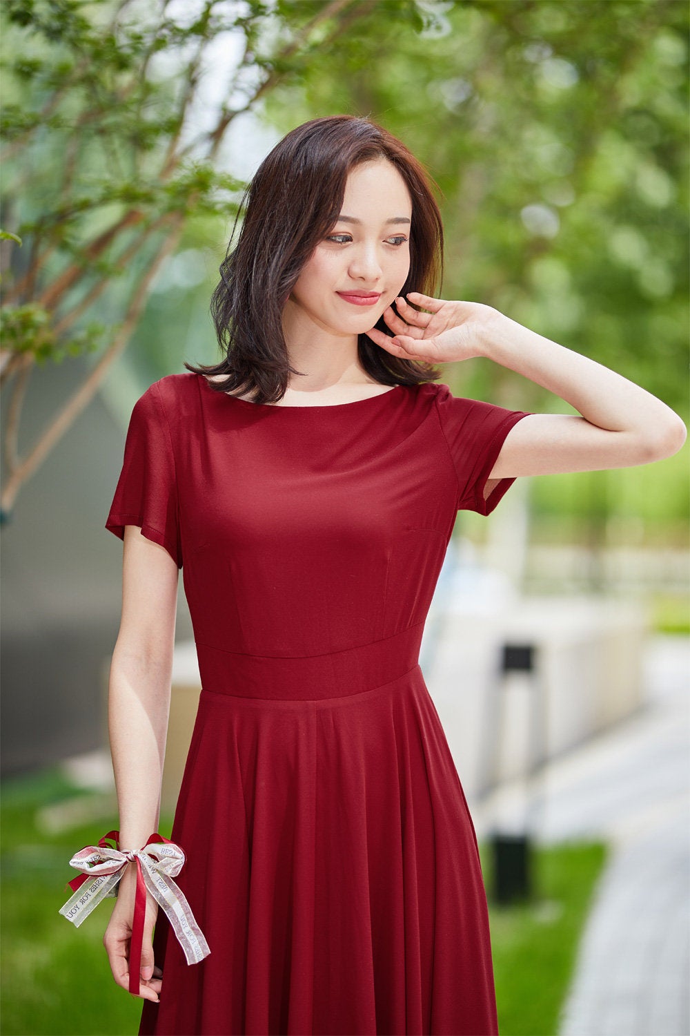 Burgundy bridesmaid dress long, formal gown with sleeves, bridesmaid d Burgundy bridesmaid dress long, formal gown with sleeves, bridesmaid d