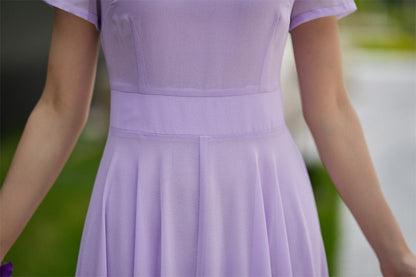 purple chiffon maxi dress, prom wedding dress 2179