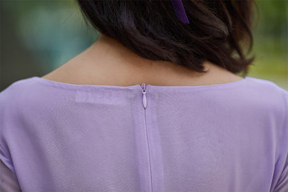 purple chiffon maxi dress, prom wedding dress 2179