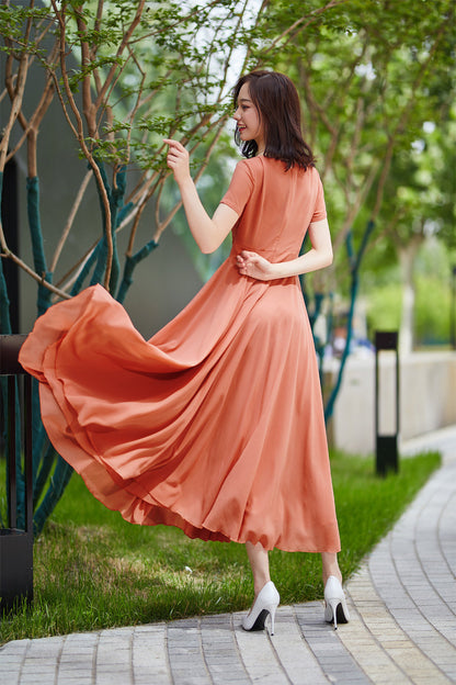 Chiffon maxi dress, bridesmaid dress, prom wedding dress  2181