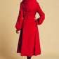 Red Wool Swing Coat with big hood 0394