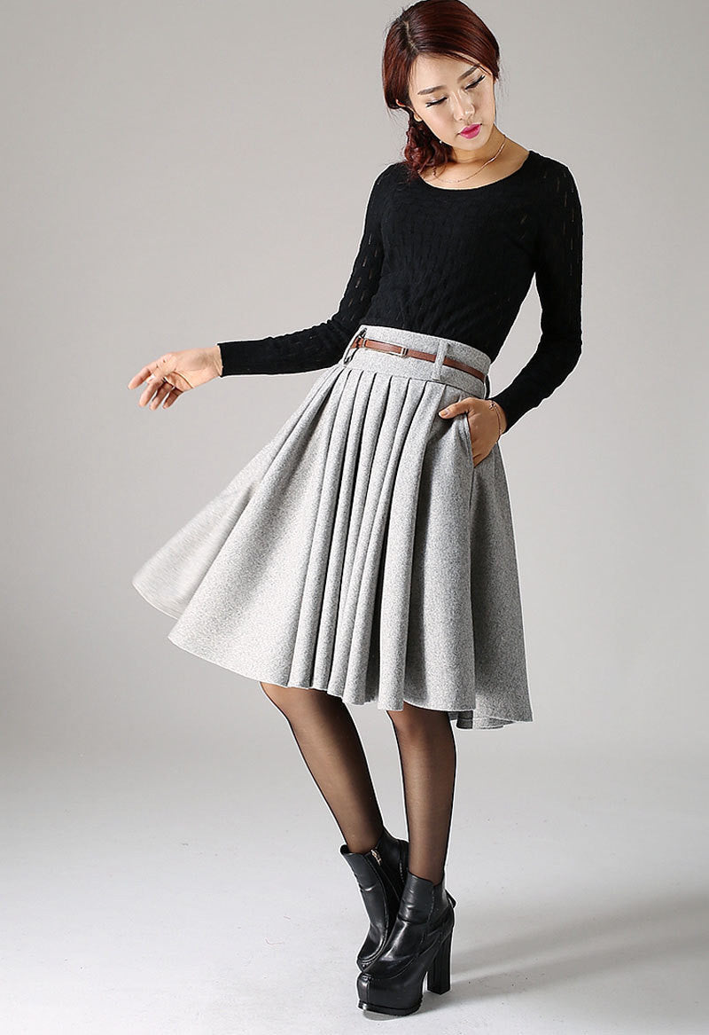 High-rise wool midi skirt