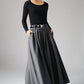 Winter wool skirt maxi skirt dark gray wool skirt 1094#