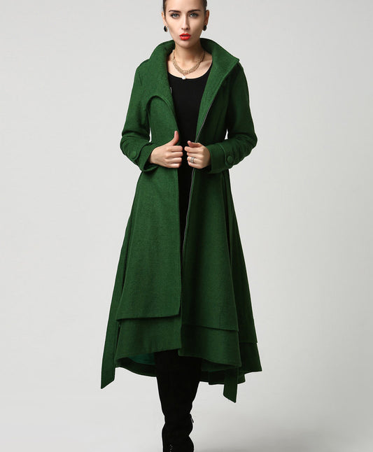 Black wool coat - womens swing coat with tie belt waist long sleeve wi –  XiaoLizi