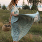 Modest Linen Green Floral Cottagecore Custom Made Dress 3048