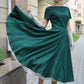 Short Sleeve Swing Midi Linen Dress 3663