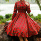 Vintage inspired Long sleeves wool Plaid dress 2495