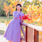Warm Purple Long Wool Coat Women 3256