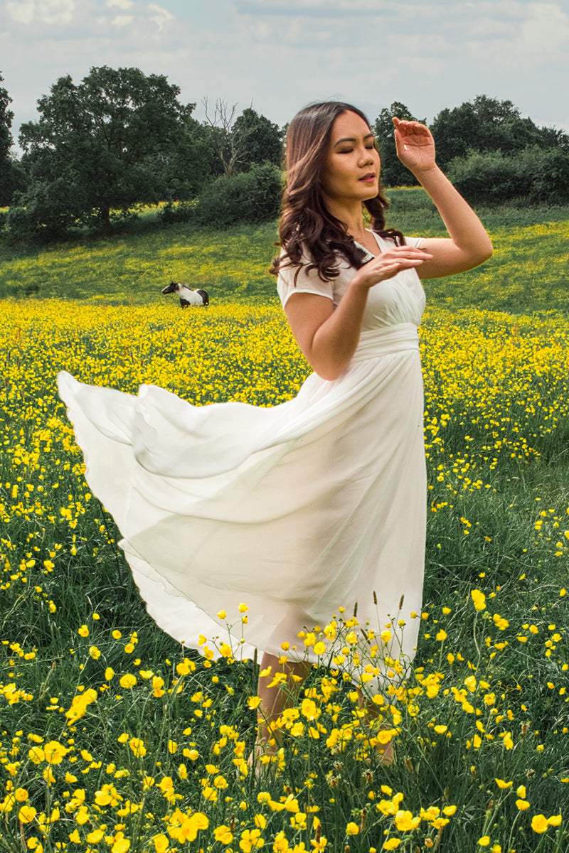 white chiffon empire waist dress Formal Dress Long White Empire Waist Dress White Empire Waist Fit And Flare Dress 1877