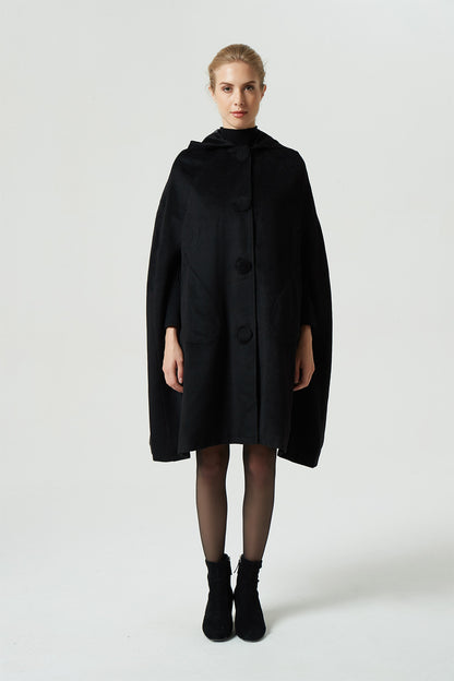 Wool Cape Coat – Vintage Hooded Cloak for Autumn & Winter 1952