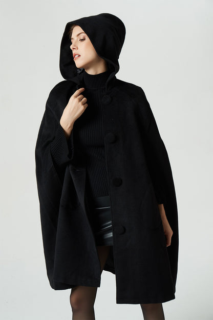 Wool Cape Coat – Vintage Hooded Cloak for Autumn & Winter 1952